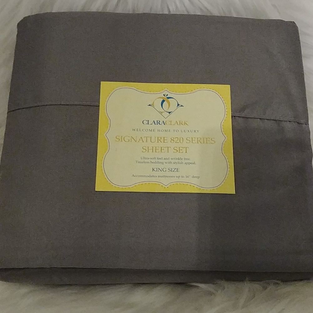 Clara Clark Charcoal 820 Series King Sheet Set